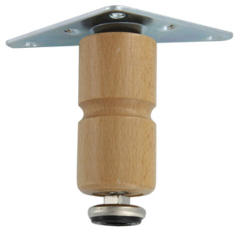 ricambio piedino in legno chiaro   mm 38 cm 15h con piastra per mobili