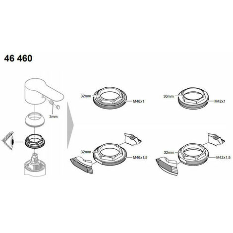Ricambio raccordo filettato per cartuccia Grohe 46374 46460000