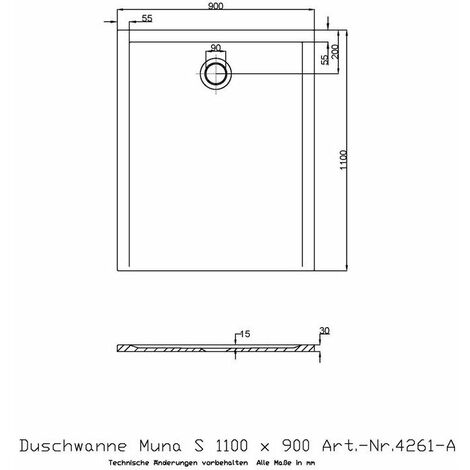 Ricevitore Doccia Hoesch Muna S 1100X900X30Mm Bianco