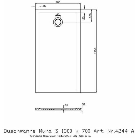 Ricevitore Doccia Hoesch Muna S 1300X700X30Mm Bianco