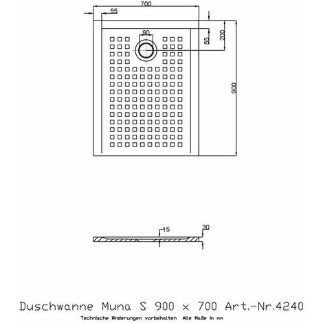 Ricevitore Doccia Hoesch Muna S Con Antiscivolo 900X700X30Mm Bianco