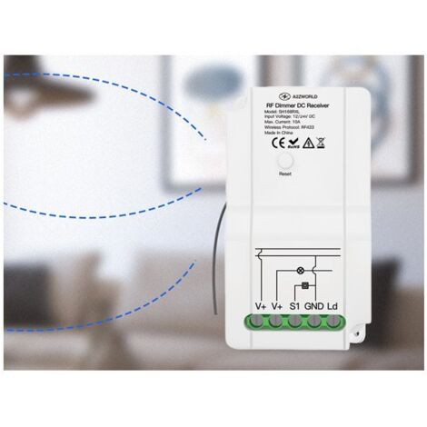 Ricevitore RF DC Led Dimmer Senza Fili 12V 24V 10A Ingresso Radio Frequenza e Pulsante NO