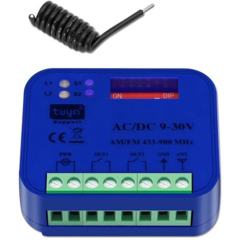 Ricevitore universale per porta da garage 9-30V, controller per porta da garage, compatibile con l'app Tuya Smartlife, interruttore on/off intelligente, WiFi 2.4GHz 433-900MHz