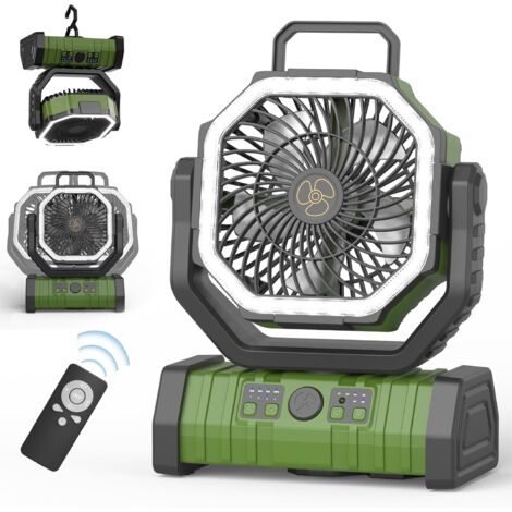 Richday 4-stufiger, leiser LED-Campingventilator mit 20000 mAh Akku und 270°-Drehung – USB- und Tischbetrieb
