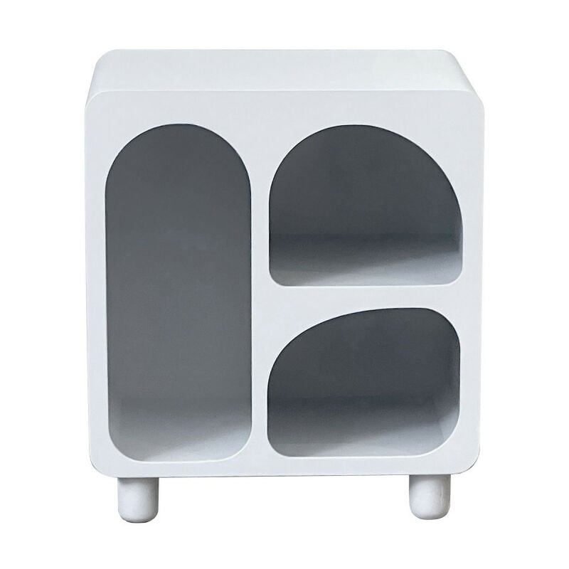 Table de chevet 3 niches en bois - Blanc - richie