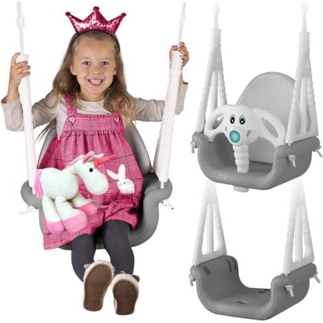 AUTRES Ricokids Elephant Balançoire seau 3en1, gris et blanc