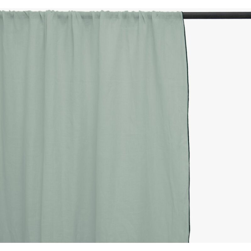 Rideau panneau à ajuster en lin finition bourdon Vert mousse 135x260 cm