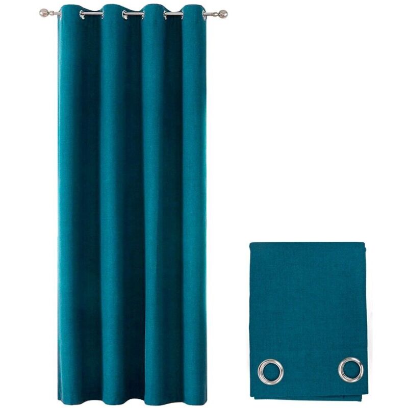 Emmevi Mv S.p.a. - Rideau 100% Occultant 1 Panneau Fenêtre 140x280 Cm Isolant Thermique Moderne - Bleu