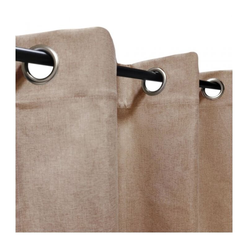 Atout Ciel - Rideau 100% occultant à œillets, Taupe - 140x240cm prêt a poser