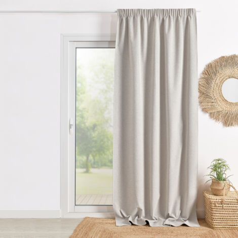Rideau 100% occultant double face galon fronceur Ivoire 240x260 cm
