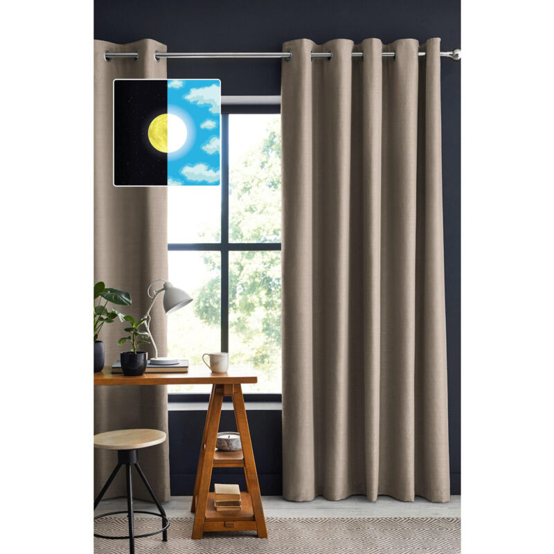 Rideau 100% occultant luxe spécial petites fenêtres 140 x 180 cm Obscure Beige
