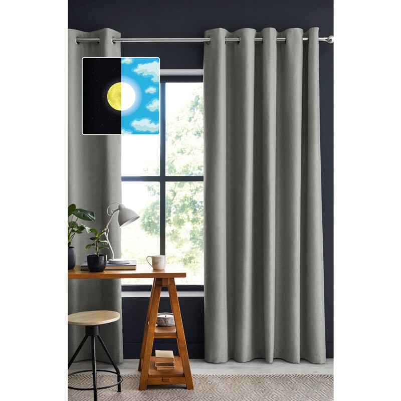Rideau occultant 140 x 280 cm grande hauteur Obscure Gris clair