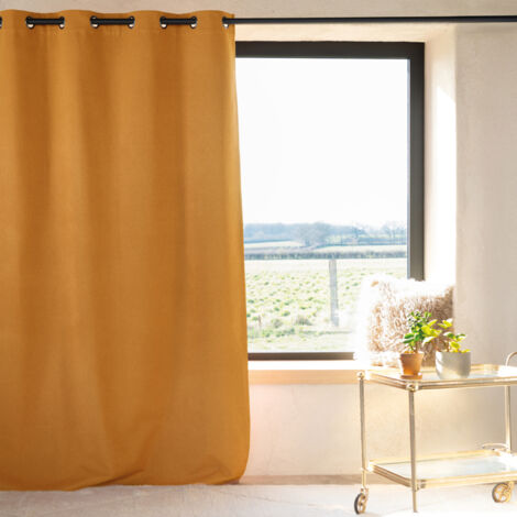 Rideau 100% occultant thermique phonique Jaune Ocre 240x260 cm