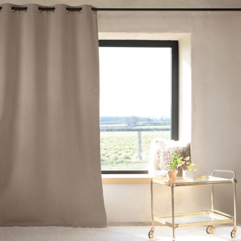 Rideau 100% occultant thermique phonique Taupe 240x260 cm