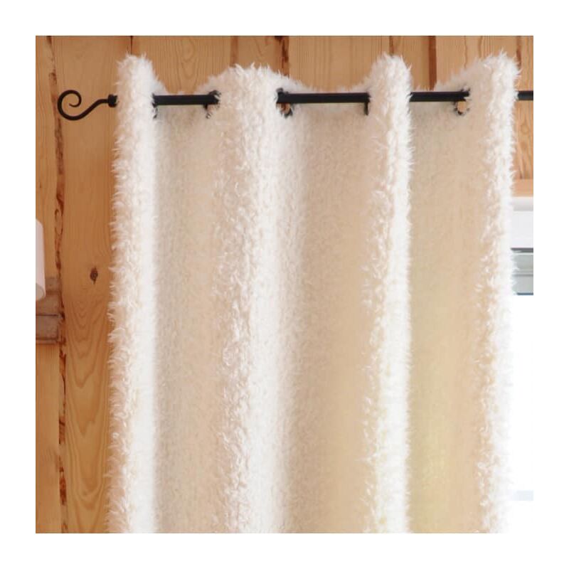 Eminza - Rideau façon peau de mouton - 135x250cm - Blanc