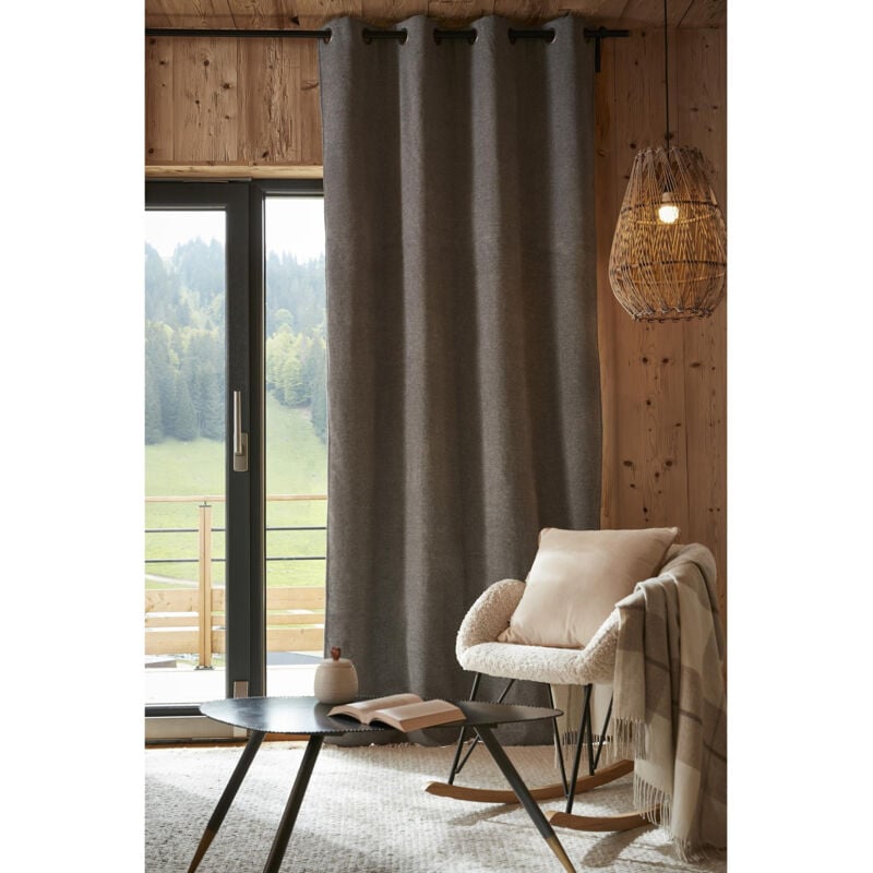 Intex Deco - Rideau 140 x 260 cm 100% occultant doublé polaire Bjorn Gris