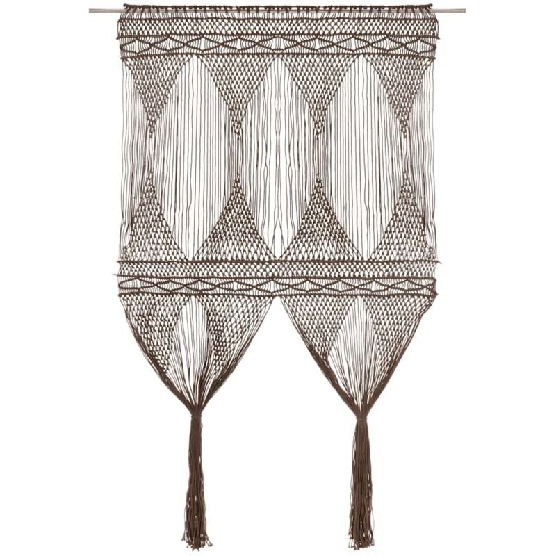 Rideau en macramé Taupe 140x240 cm Coton