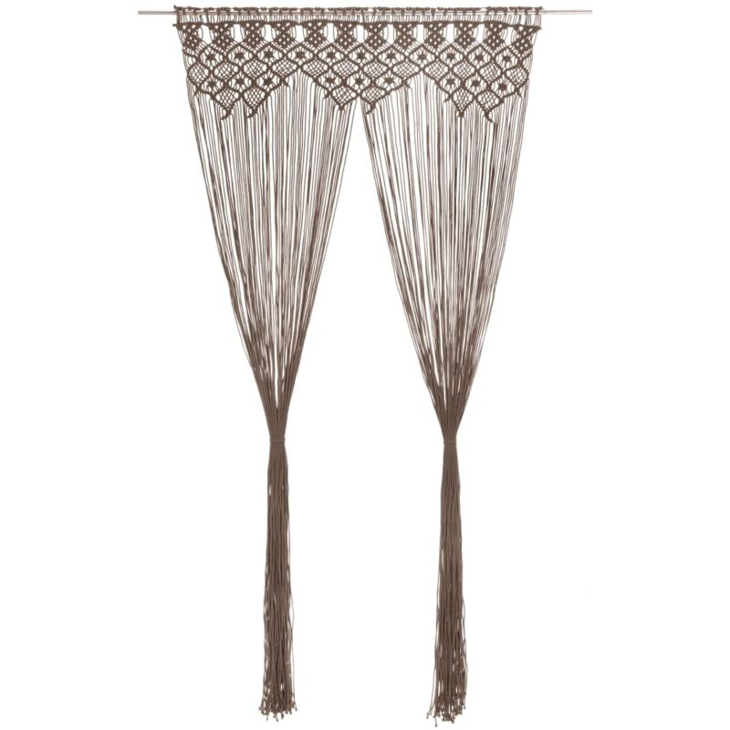 Rideau en macramé Taupe 140x240 cm Coton