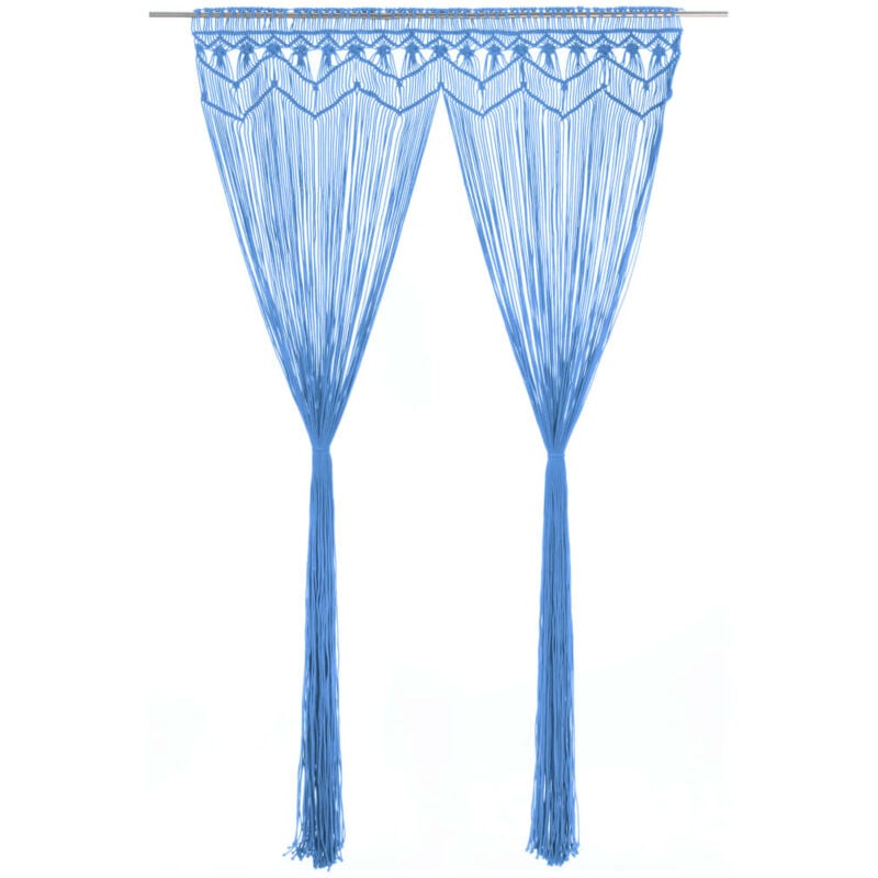 Rideau en macramé Bleu 140x240 cm Coton Vidaxl