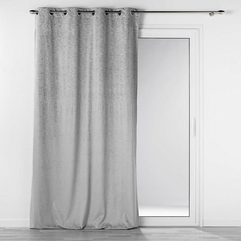 Rideau à 8 oeillets en velours imprimé 'Aquarelle' - Gris - 135 x 240 cm - Livraison gratuite