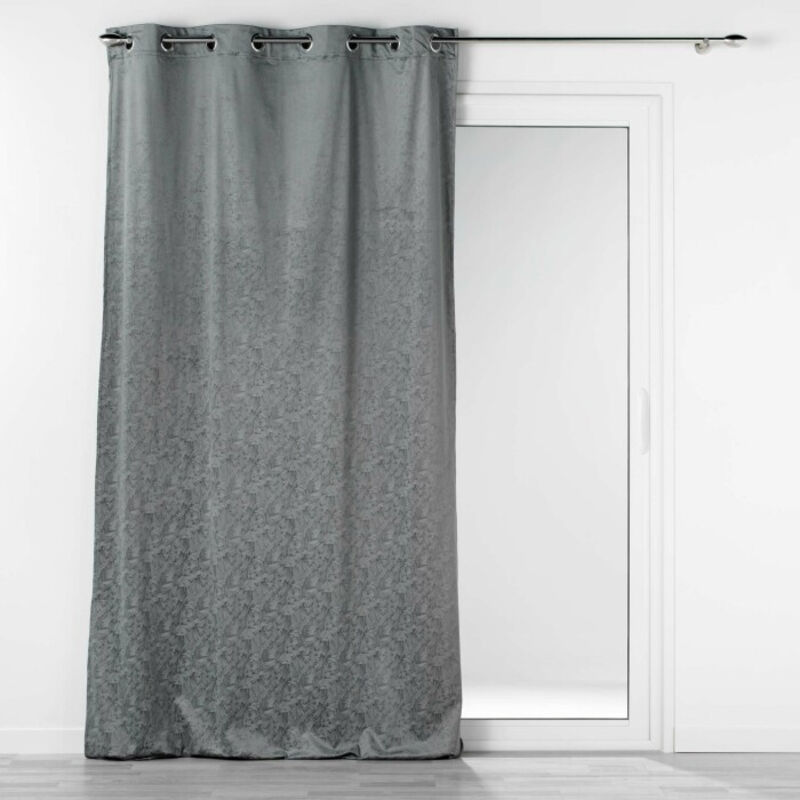 Rideau a oeillets 135 x 240 cm velours imprimé relief ton sur ton Aquarelle Anthracite