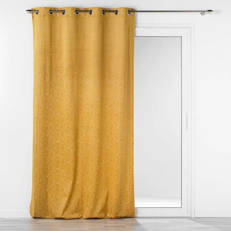 Rideau a oeillets 135 x 240 cm velours imprimé relief ton sur ton Aquarelle Jaune