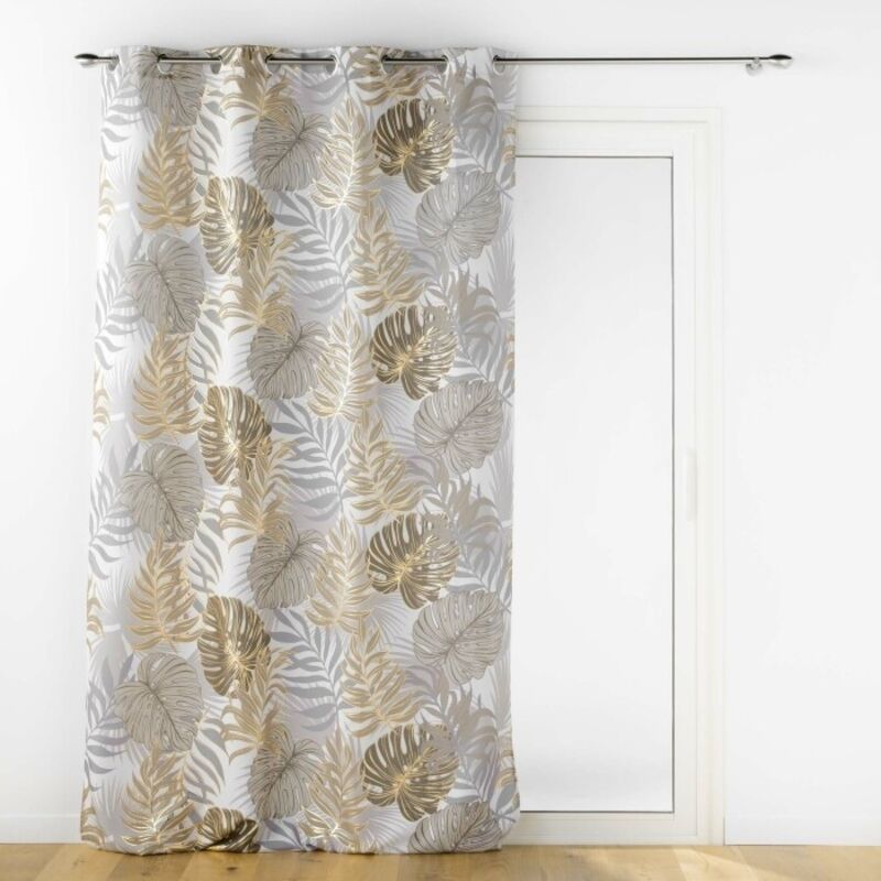 Rideau a oeillets 140 x 260 cm polyester imprime metallise Mogador