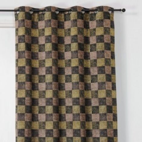 Rideau à carreaux vert olive - 135x250cm - Vert olive