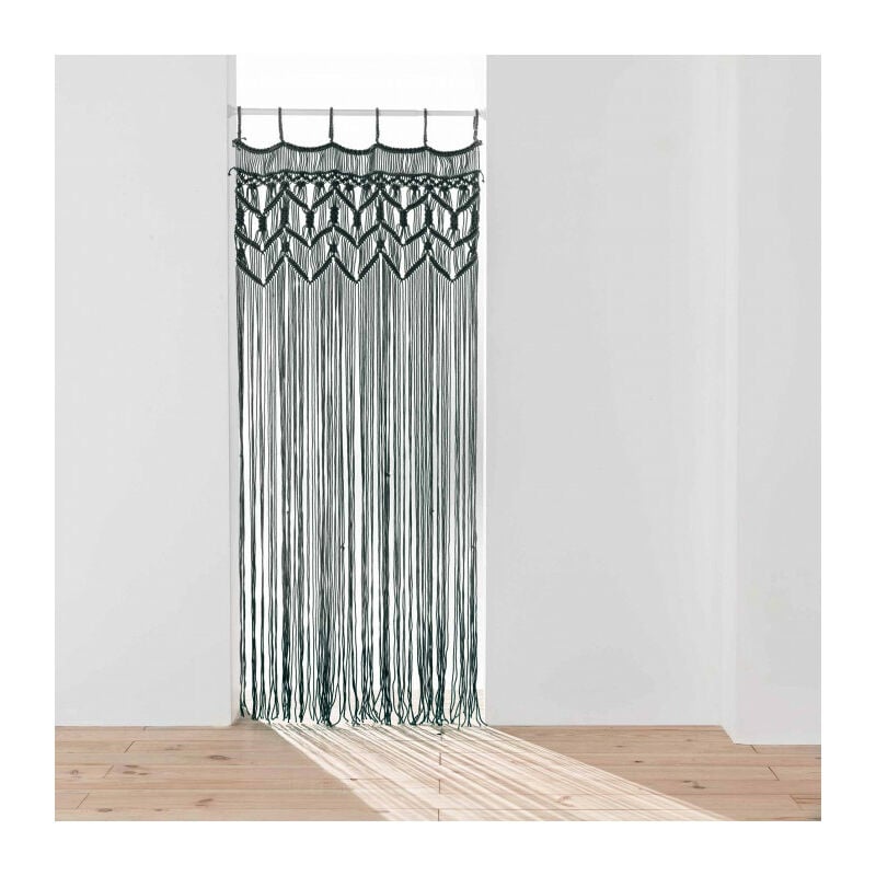 Rideau a fils 90 x 200 cm coton macrame macarena noir - 90x200cm - Noir