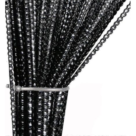 Rideau à fils occultants pour porte ou fenêtre, panneau de rideau 39" x 78,5" (noir)