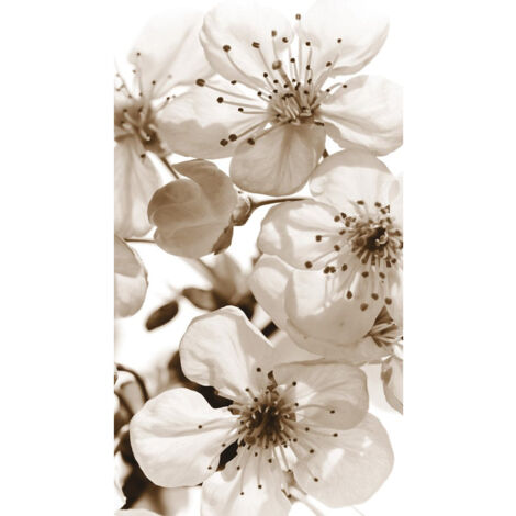Rideau à fleur, imprimé zoom sur fleurs blanches et noirs 140x245 cm, 1 pièce