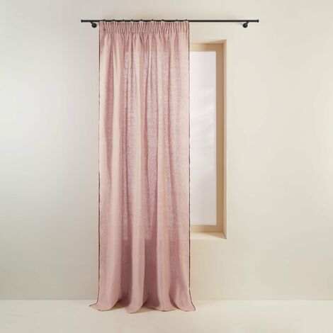 Rideau à galon fronceur 350x280 cm MADURA - Rose poudré et bourdon noir - CARLINA