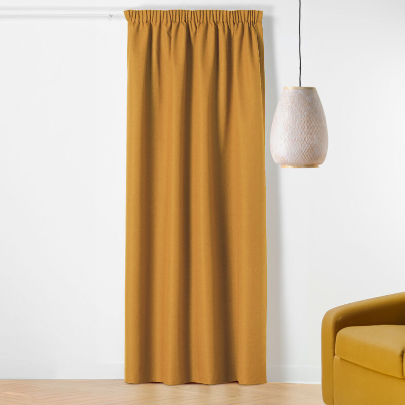 Linder - Rideau à Galon Fronceur Occultant - Effet Chiné Jaune Ocre 135x260 cm