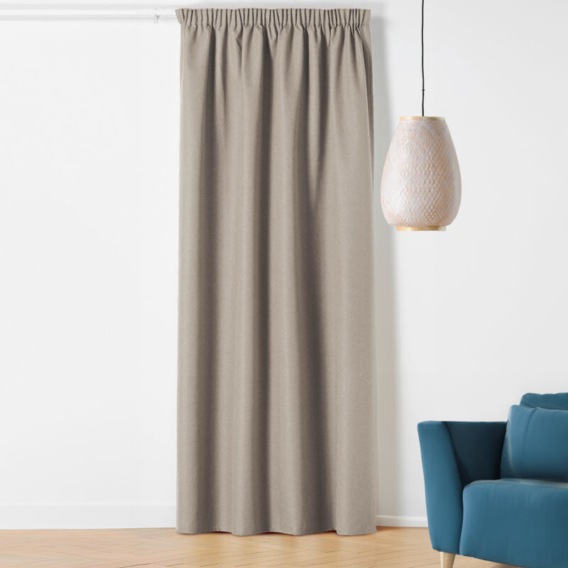 Rideau à Galon Fronceur Occultant - Effet Chiné Taupe 135x260 cm