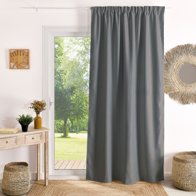 Rideau à galon fronceur occultant M1 Non Feu Gris anthracite 140x180 cm