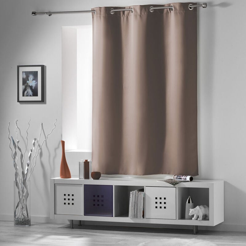 Homemaison - Rideau court occultant 90 % adapté radiateur Marron Clair 135x180 cm
