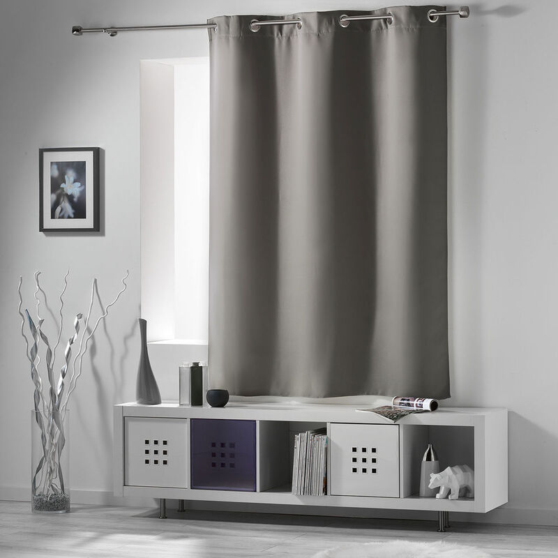 Homemaison - Rideau court occultant 90 % adapté radiateur Gris Perle 135x180 cm