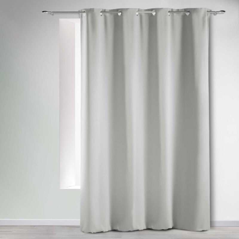 Rideau occultant uni à oeillets Gris Perle 135x240 cm