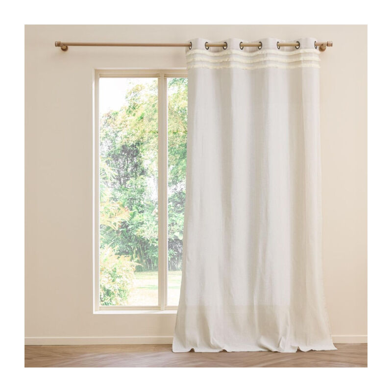 Rideau à Œillets à Franges 'Vertis' 140x240cm Naturel