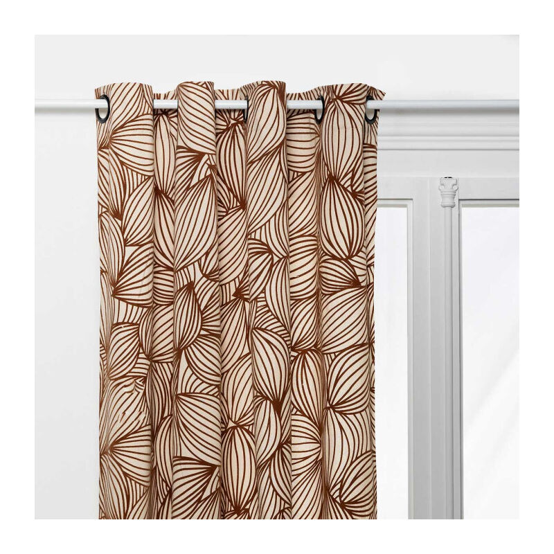 Rideau à Œillets Floqué 'Automne' 140x260cm Rouille