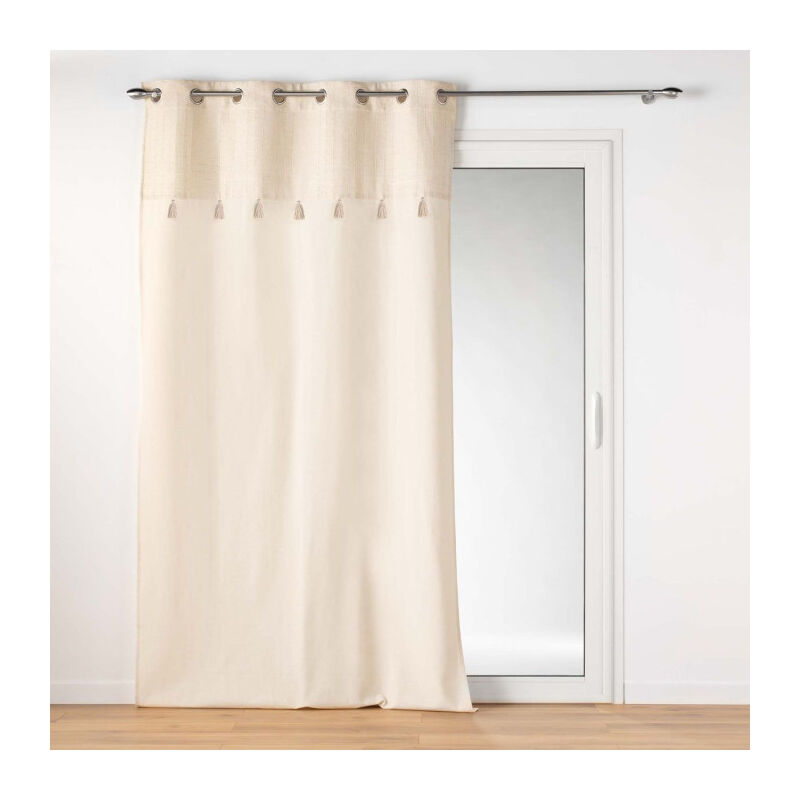 Rideau à Œillets Pompons 'Izigold' 140x240cm Beige