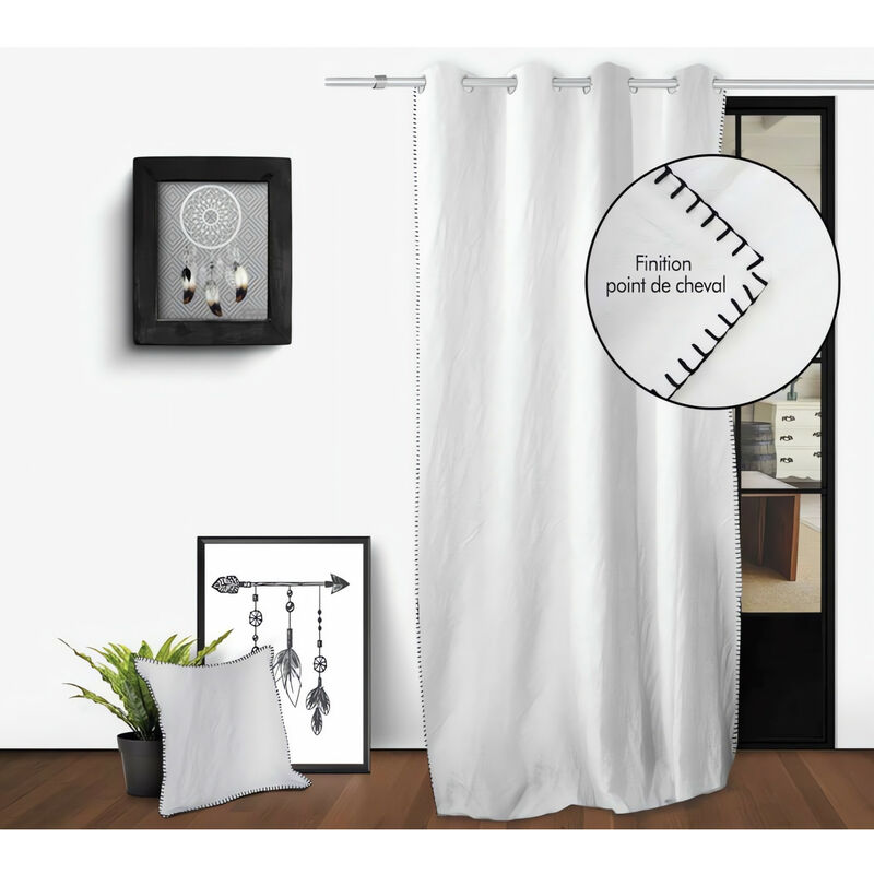 Homemaison - Rideau oeillets en coton lavé 135x250 cm spirit blanc, par Soleil d'Ocre