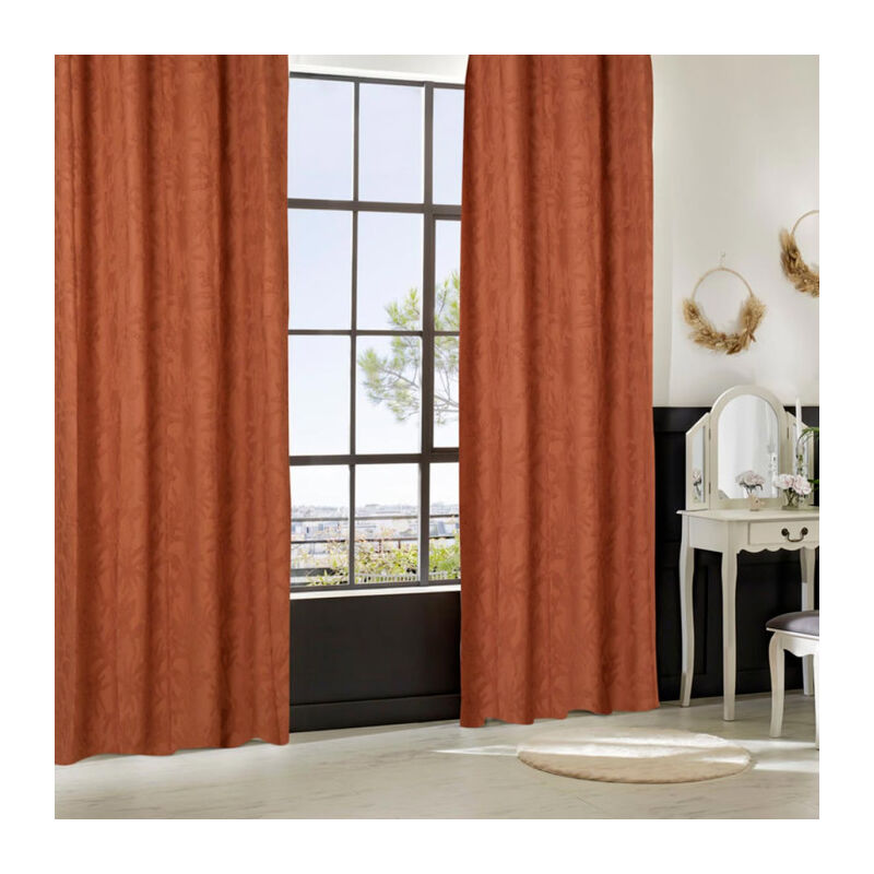 Rideau à Œillets Tufté 'Willow' 135x260cm Terracotta