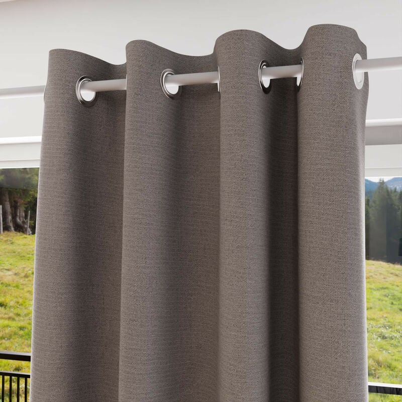 Soleil D Ocre - Rideau à oeillets 100% occultant 135x250 cm eclipse taupe, par Soleil d'Ocre