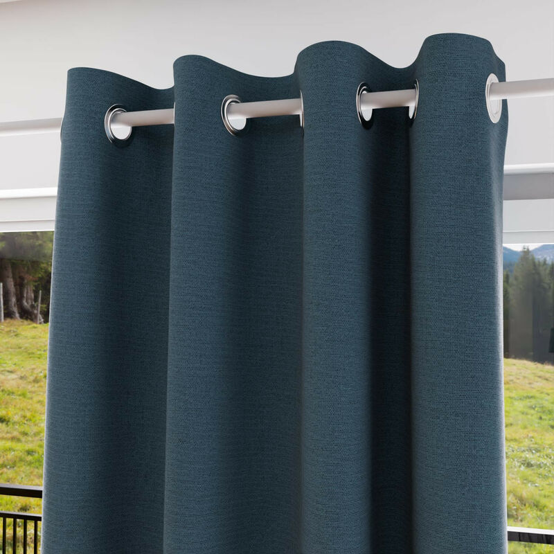 Soleil D Ocre - Rideau à oeillets 100% occultant 135x180 cm eclipse bleu canard, par Soleil d'Ocre