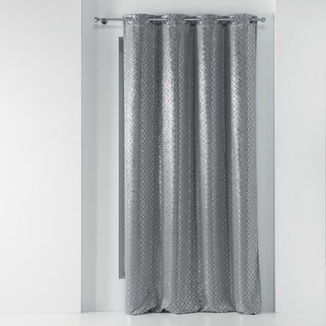 GENESIS Rideau occultant, 135 x 240 cm, blanc et argent