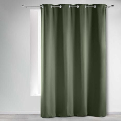Rideau a oeillets 135 x 240 cm occultant uni occult Kaki