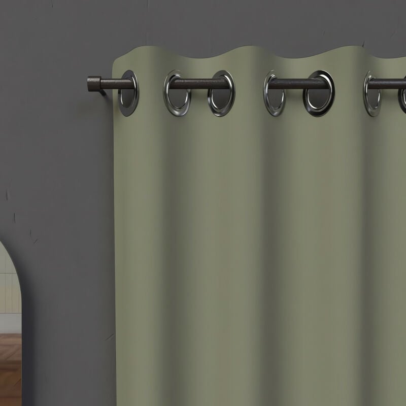 Rideau à oeillets 135X250 cm occultant kaki, par Soleil d'ocre
