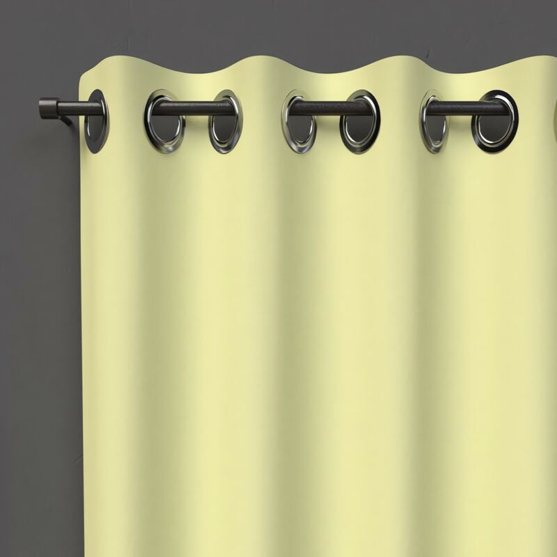 Rideau à oeillets 135x250 cm occultant vert citron, par Soleil d'Ocre