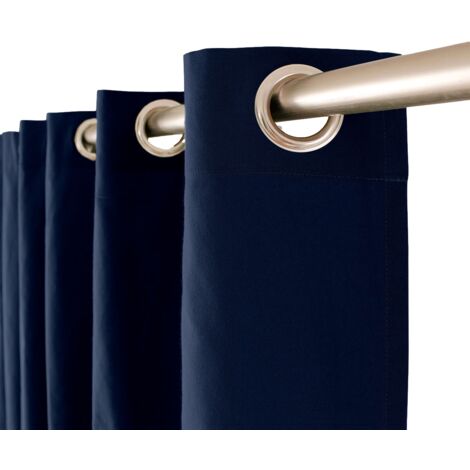 Rideau à oeillets 135x240 – 100% coton bleu marine – 8 œillets en métal chromé – Lavable en machine à 30° – Dock Avenue